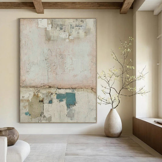 Pink - White Collage Abstract Art for Bohemian Café & Feminine Art Studio DLZ1851
