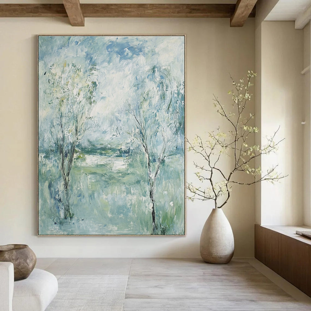 Light Blue and Green Abstract Landscape for Coastal Cottage & Relaxing Spa STSC352