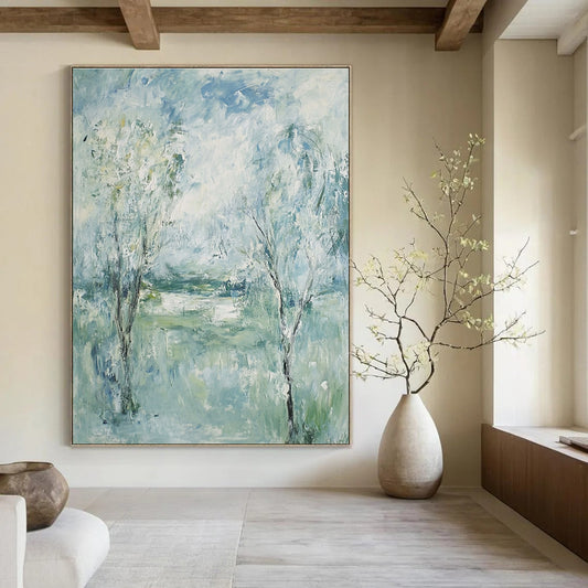 Light Blue and Green Abstract Landscape for Coastal Cottage & Relaxing Spa STSC352