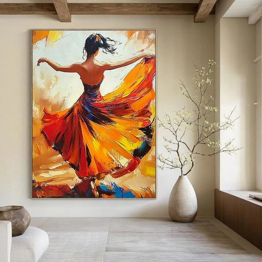 Dancing Woman in Colorful Dress for Dance Studio Performance Area & Vibrant Home Living Room STSC174