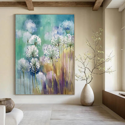 Dandelion Floral Oil Painting for Garden - Themed Tea Room & Feminine Home Bedroom DLZ1596