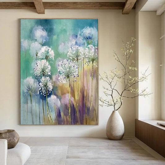 Dandelion Floral Oil Painting for Garden - Themed Tea Room & Feminine Home Bedroom DLZ1596
