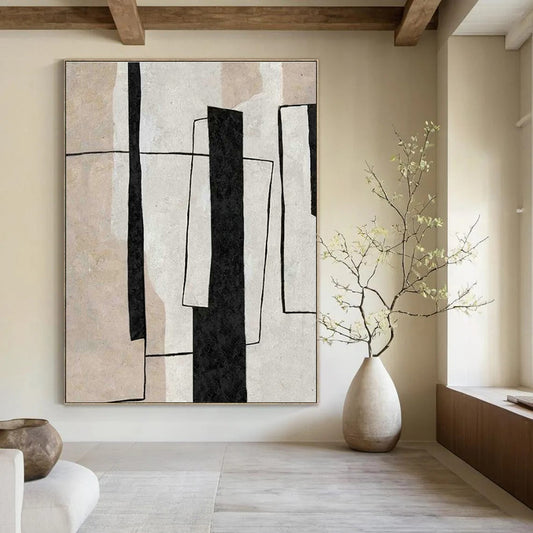 Black - White Geometric Abstract Art for Modern Office & Art Gallery Corridor DLZ2067