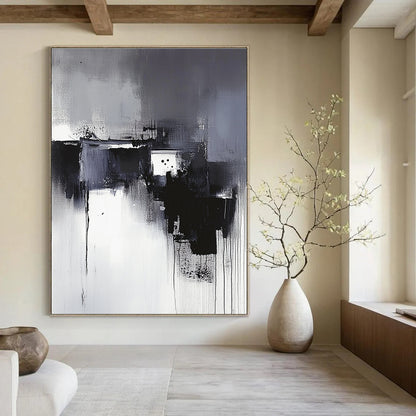 Black and White Abstract Drips for Industrial - Chic Loft & Dramatic Entryway STSC617