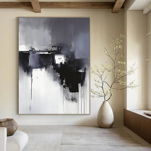 Black and White Abstract Drips for Industrial - Chic Loft & Dramatic Entryway STSC617