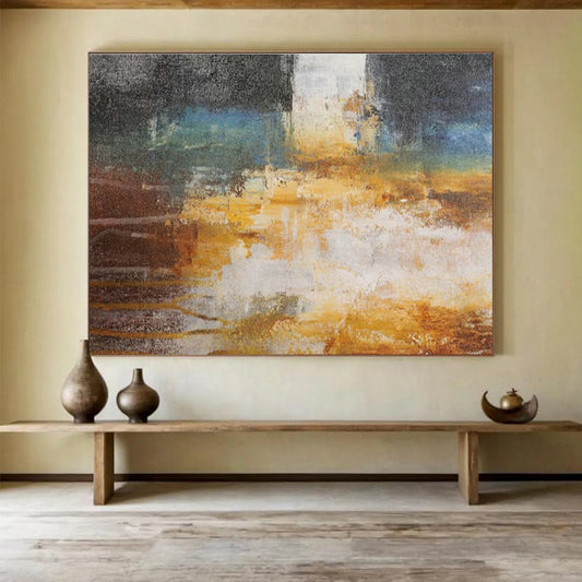 Cheerful Yellow and Blue Abstract Art for a Cheerful Bedroom DLZ2396