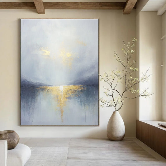 Gray - Gold Sea Reflection for Coastal Home & Elegant Spa Retreat STSC289