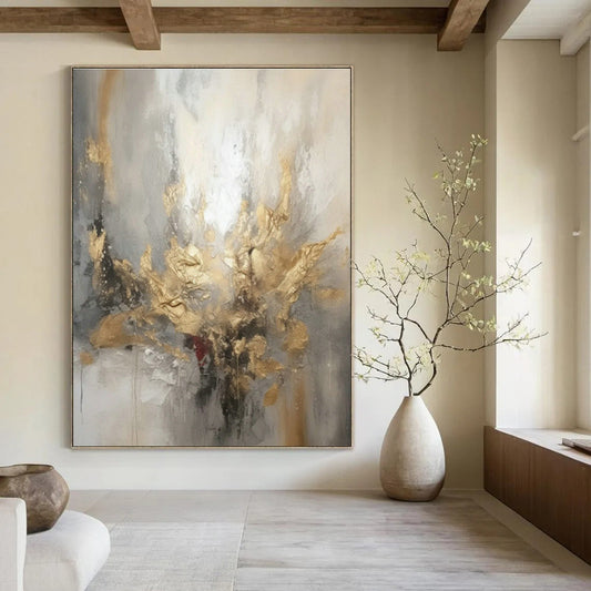 Gold - Accented Abstract Art for Opulent Ballroom & Glamorous Master Bedroom DLZ0858