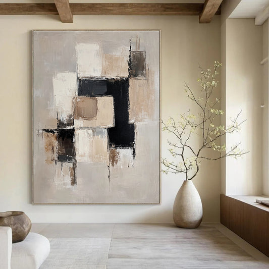 Beige - Toned Geometric Abstract for Minimalist Living Room & Modern Office STSC220