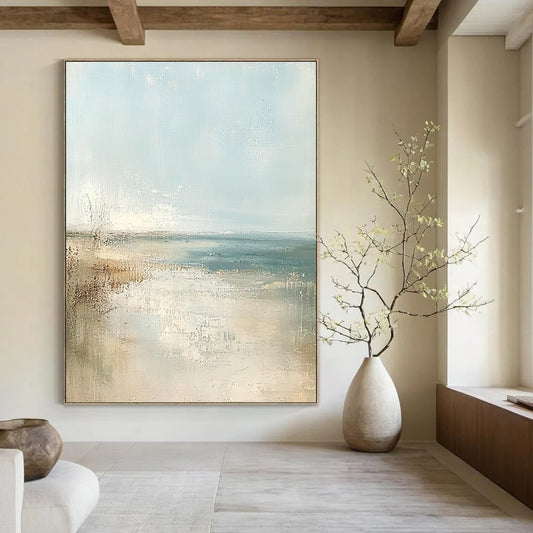 Minimalist Beach Abstract in Soft Tones for Minimalist Bedroom & Meditation Center STSC158