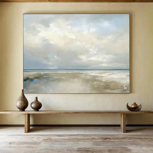 Gentle Soft - Toned Seaside Painting for Relaxing Reading Corner Escape DLZ2710