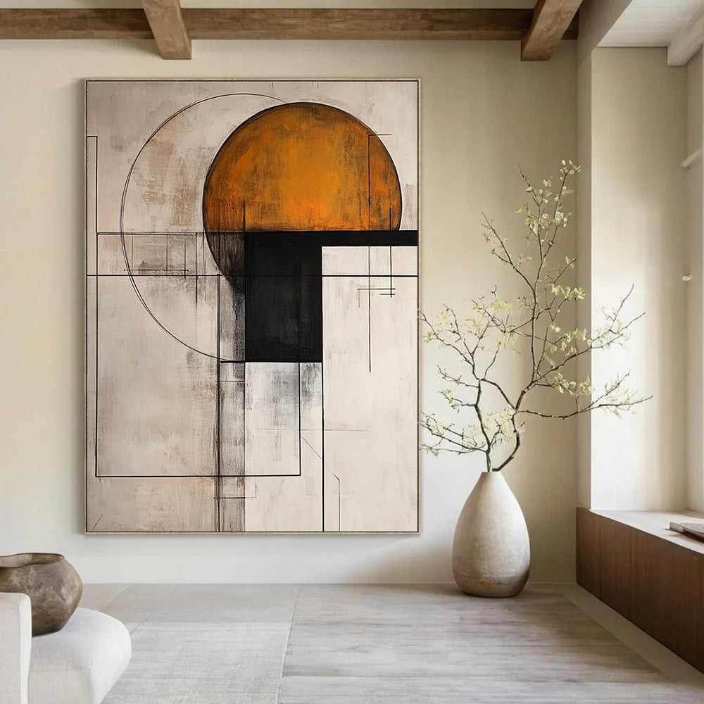 Geometric Abstract with Orange Circle for Creative Studio & Contemporary Workplace STSC239
