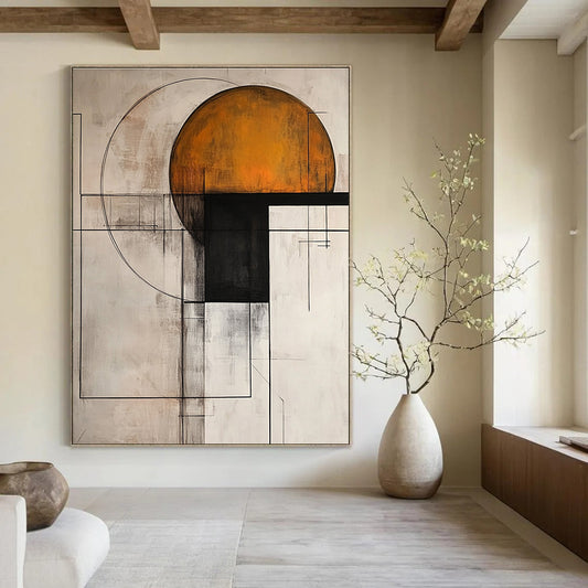Geometric Abstract with Orange Circle for Creative Studio & Contemporary Workplace STSC239