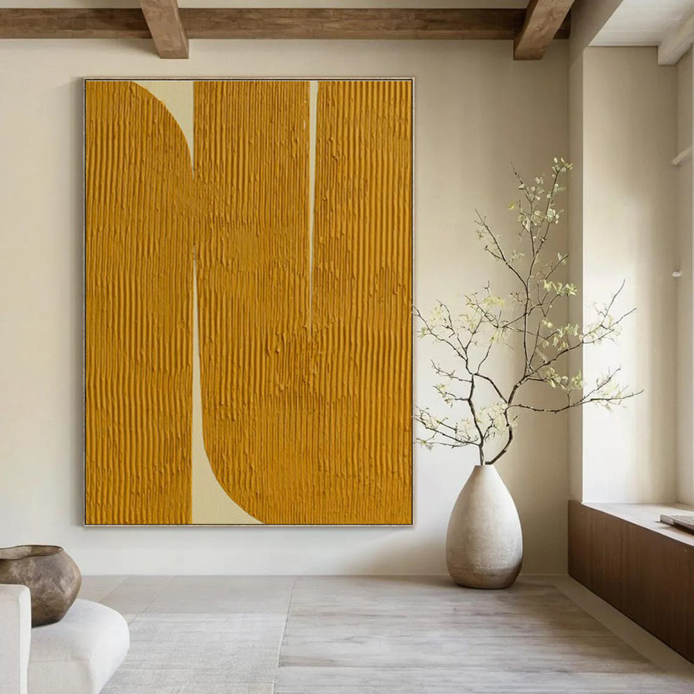 Yellow - White Textured Abstract Art for Modern Office & Art Gallery DLZ1251