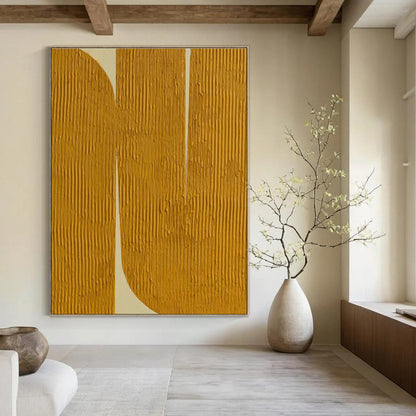 Yellow - White Textured Abstract Art for Modern Office & Art Gallery DLZ1251