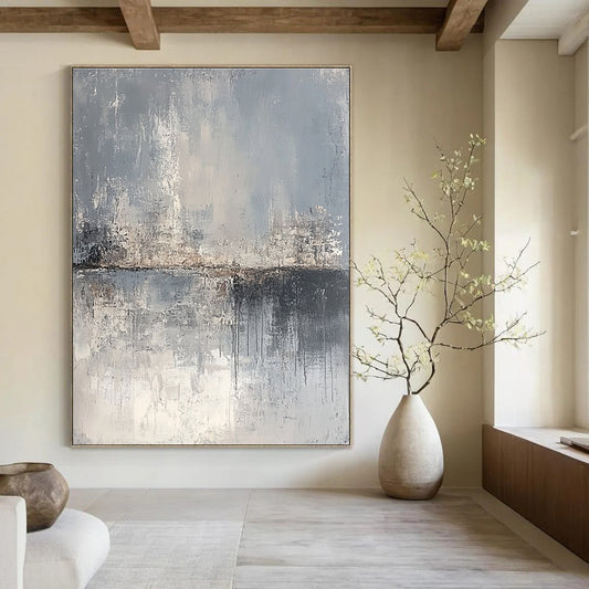 Serene Gray Landscape Art for Bedroom & Office Lounge STSC063