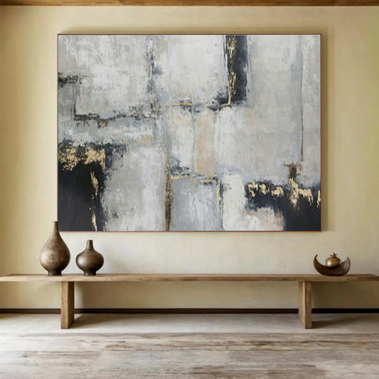 Gold - Grey Geometric Block Art for Chic Entryway DLZ2735