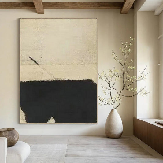 Beige - Black Minimalist Art for Industrial Loft & Art - Loving Home Office DLZ2074