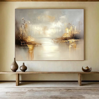 Golden Lake Landscape Art for High - End Golf Club House & Luxurious Lakeside Villa Bedroom SC117