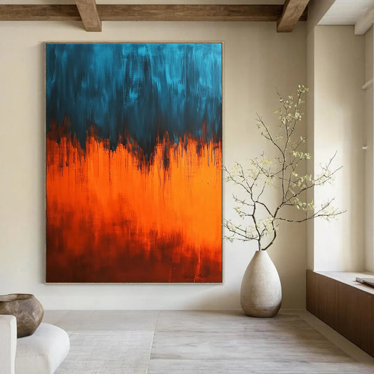 Blue and Orange Dripping Abstract for Creative Studio & Vibrant Bar STSC385