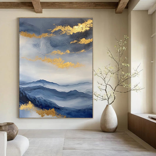 Golden Cloud Mountainscape for Luxury Home Decor & Asian - Inspired Spa STSC279