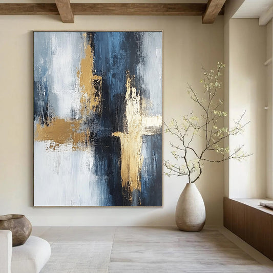Blue and Gold Abstract for Luxury Spa Lounge & Elegant Dining Room STSC433
