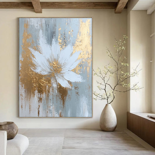 White Flower with Gold Accents for Luxury Bedroom & High - End Spa STSC381