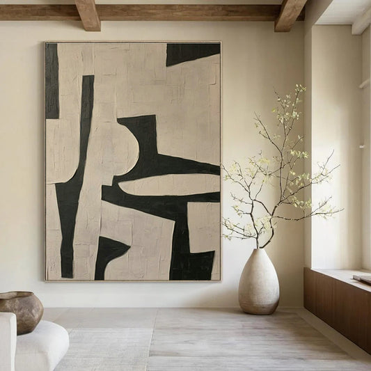 Black - White Geometric Abstract Art for Minimalist Home Office & Contemporary Art Lounge DLZ1842