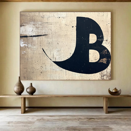 Distressed Letter B Art for Vintage - Themed Café & Industrial - Style Home SC438