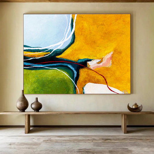 Yellow - Blue Intertwined Abstract for Modern Living Room DLZ2936