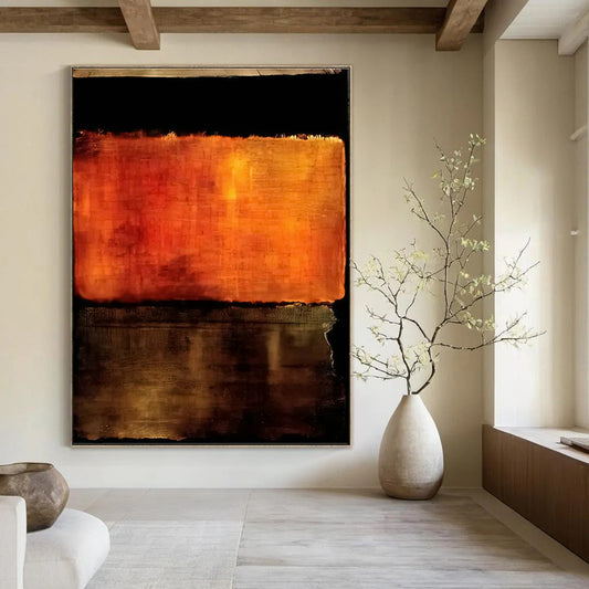 Textured Orange - Black Abstract Art for Contemporary Art Space & Industrial - Style Café DLZ2312