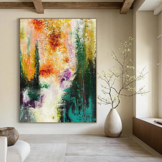 Colorful Floral - Inspired Abstract Art for Garden - Themed Restaurant Private Dining Rooms DLZ0007
