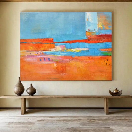 Energetic Orange - Blue Contrast Abstract Art to Ignite Vibrancy in Your Living Space Gatherings DLZ2792