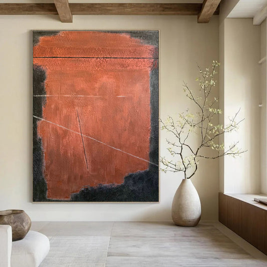 Red and Black Geometric Abstract Art for Industrial - Style Loft & Modern Gallery Space DLZ0752