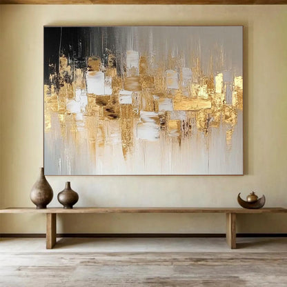Gold - Gray Urban Abstract Art for Corporate Lobby DLZ2912