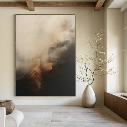 Hazy Mountain Abstract Art for Zen Meditation Room & Mountain Lodge Fireplace DLZ0833