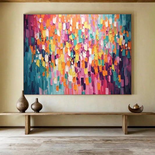 Pink - Orange Color Block Abstract Art for Spa Retreat Relaxation Rooms DLZ3252