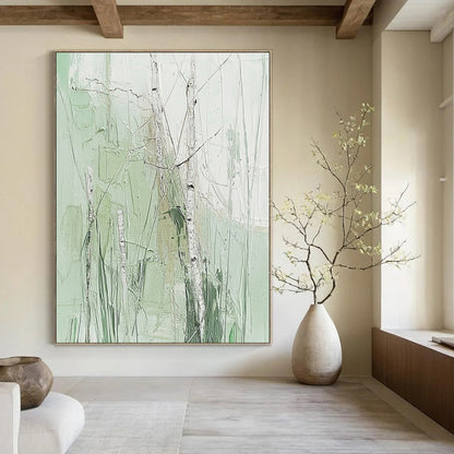 Green Birch Forest Abstract for Nature - Inspired Bedroom & Eco - Friendly Office STSC300