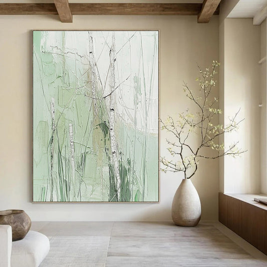 Green Birch Forest Abstract for Nature - Inspired Bedroom & Eco - Friendly Office STSC300