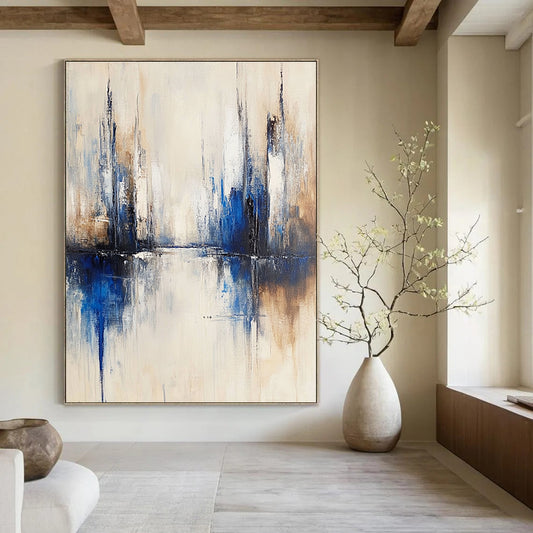Blue - Beige City Abstract Art for Architect’s Studio & Urban - Themed Restaurant STSC134