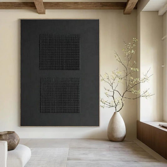 Black Grid Abstract Art for Industrial - Style Cafés DLZ0246