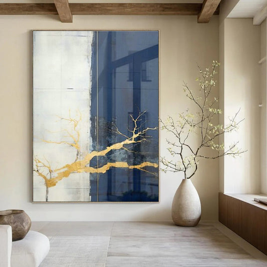 Gold - Branch Glass Abstract Art for Luxury Spa & Nature - Themed Art Gallery DLZ1948
