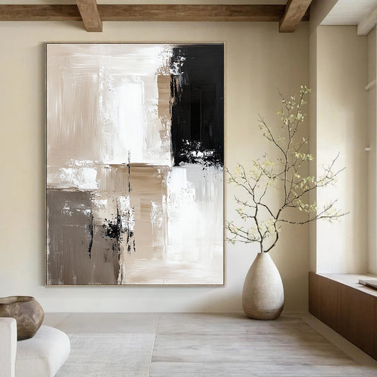 Beige and Black Geometric Abstract for Minimalist Office & Contemporary Art Space STSC411