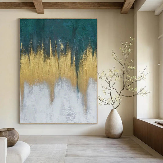 Gold - Blue Gradient Abstract Art for Rooftop Bar & Beachfront Villa DLZ1242