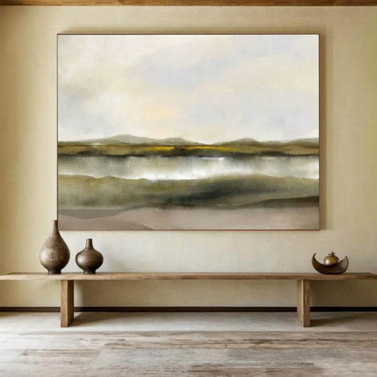 Yellow - Green Landscape Abstract Art for Cozy Study DLZ2745