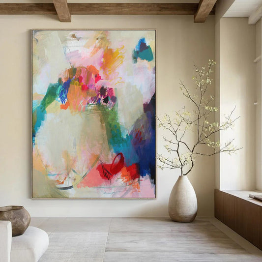 Colorful Floral Abstract Art for Bohemian - Style Cafés DLZ0150