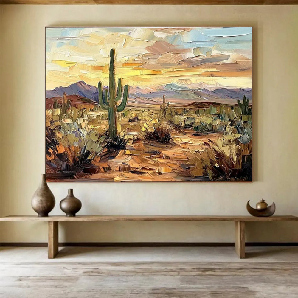 Desert Cactus Sunset Art for Southwest - Themed Hotel Lobby Displays DLZ3192