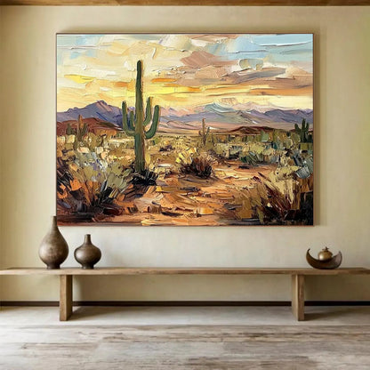 Desert Cactus Sunset Art for Southwest - Themed Hotel Lobby Displays DLZ3192