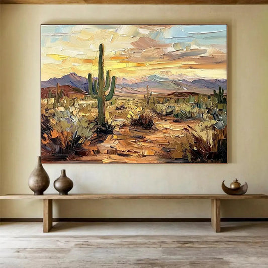 Desert Cactus Sunset Art for Southwest - Themed Hotel Lobby Displays DLZ3192