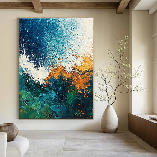 Blue and Gold Ocean Abstract for Luxury Beach House & Upscale Spa STSC324